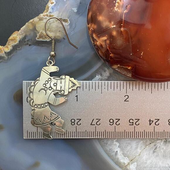 Vintage Signed Native American Sterling Silver Dancer Dangle Earrings For Women - Picture 9 of 10